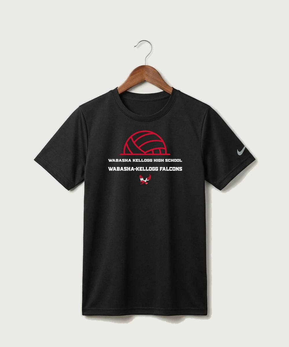 Wabasha Kellogg High School Volleyball (Girls) - Black Nike Youth Swoosh Sleeve rLegend Tee NKDX8787