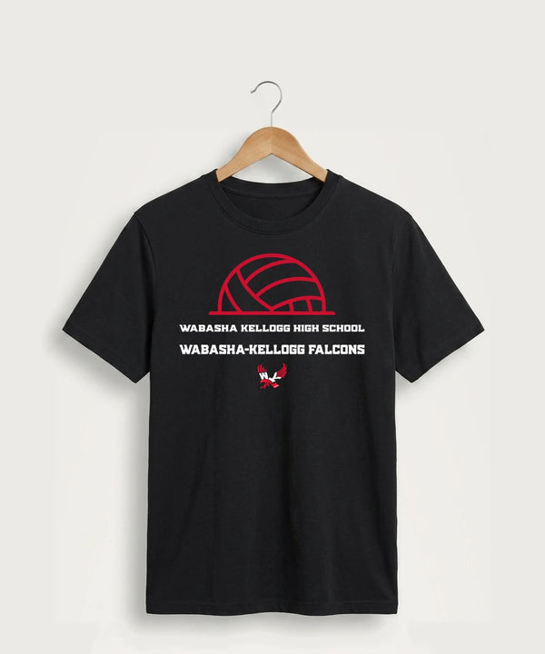 Wabasha Kellogg High School Volleyball (Girls) - Jet Black Port & Co Core Cotton Tee. PC54