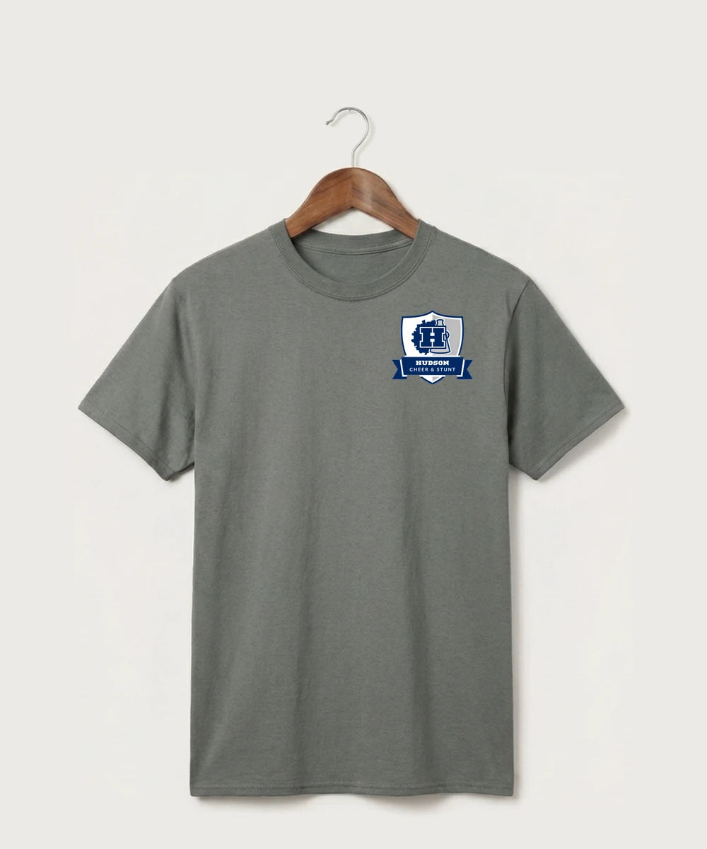 Hudson Cheer & Stunt - Medium Grey Port & Co Core Cotton Tee. PC54