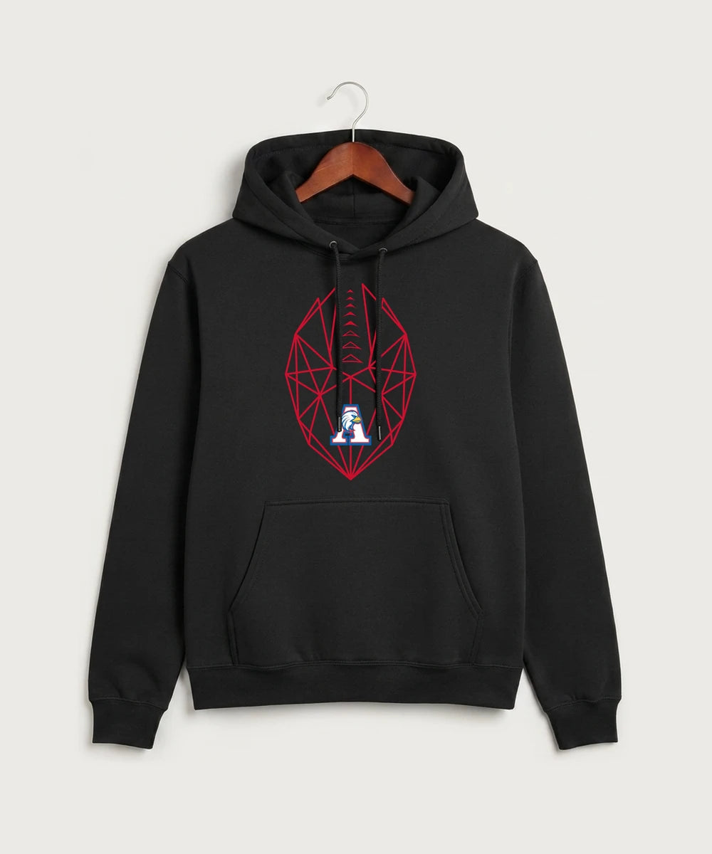 Apollo High School Football (Boys) - Jet Black Port & Co Core Fleece Pullover Hooded Sweatshirt. PC78H