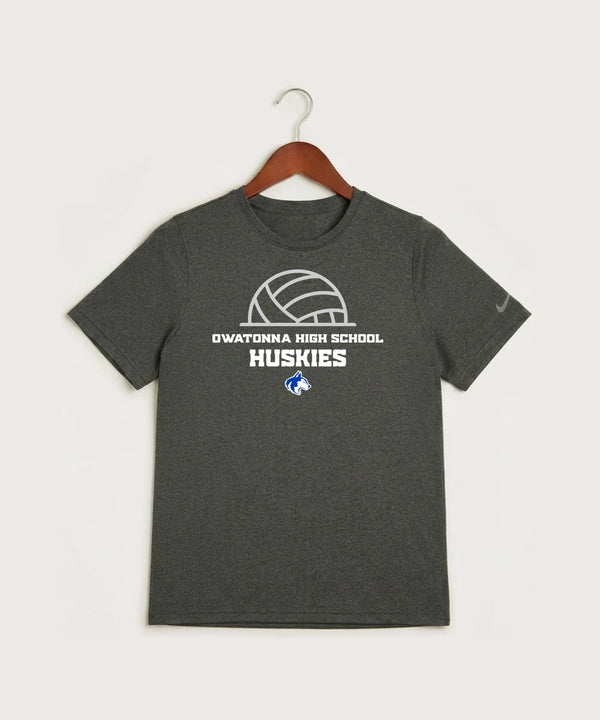 Owatonna High School Volleyball (Girls) - Dark Smoke Heather Nike Youth Swoosh Sleeve rLegend Tee NKDX8787