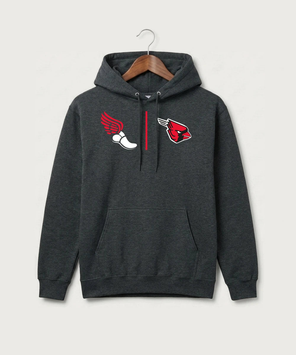 Forreston Track and Field - Black Heather Port & Co Core Fleece Pullover Hooded Sweatshirt. PC78H