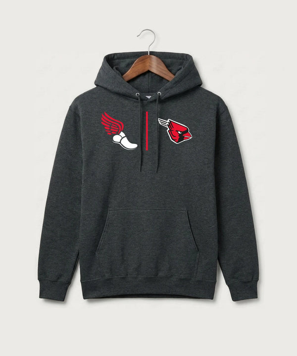 Forreston Track and Field - Black Heather Port & Co Core Fleece Pullover Hooded Sweatshirt. PC78H