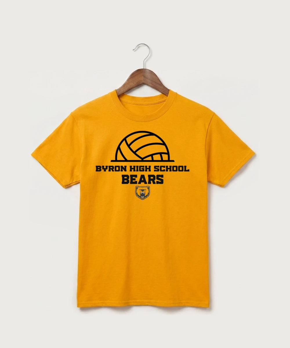 Byron High School Volleyball (Girls) - Gold Port & Co Core Cotton Tee. PC54
