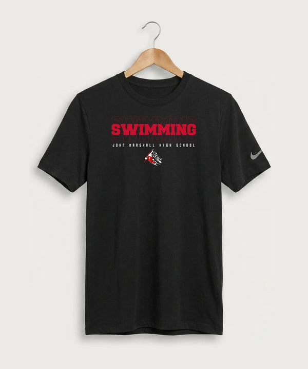 John Marshall High School Swimming (Girls) - Black Nike Swoosh Sleeve rLegend Tee NKDX8730