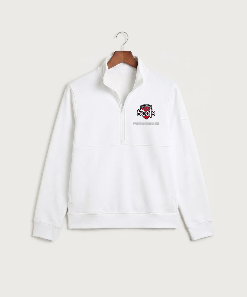 Walnut Ridge High School Basketball Team Store - White Nike Club Fleece Sleeve Swoosh 1/2-Zip NKDX6718