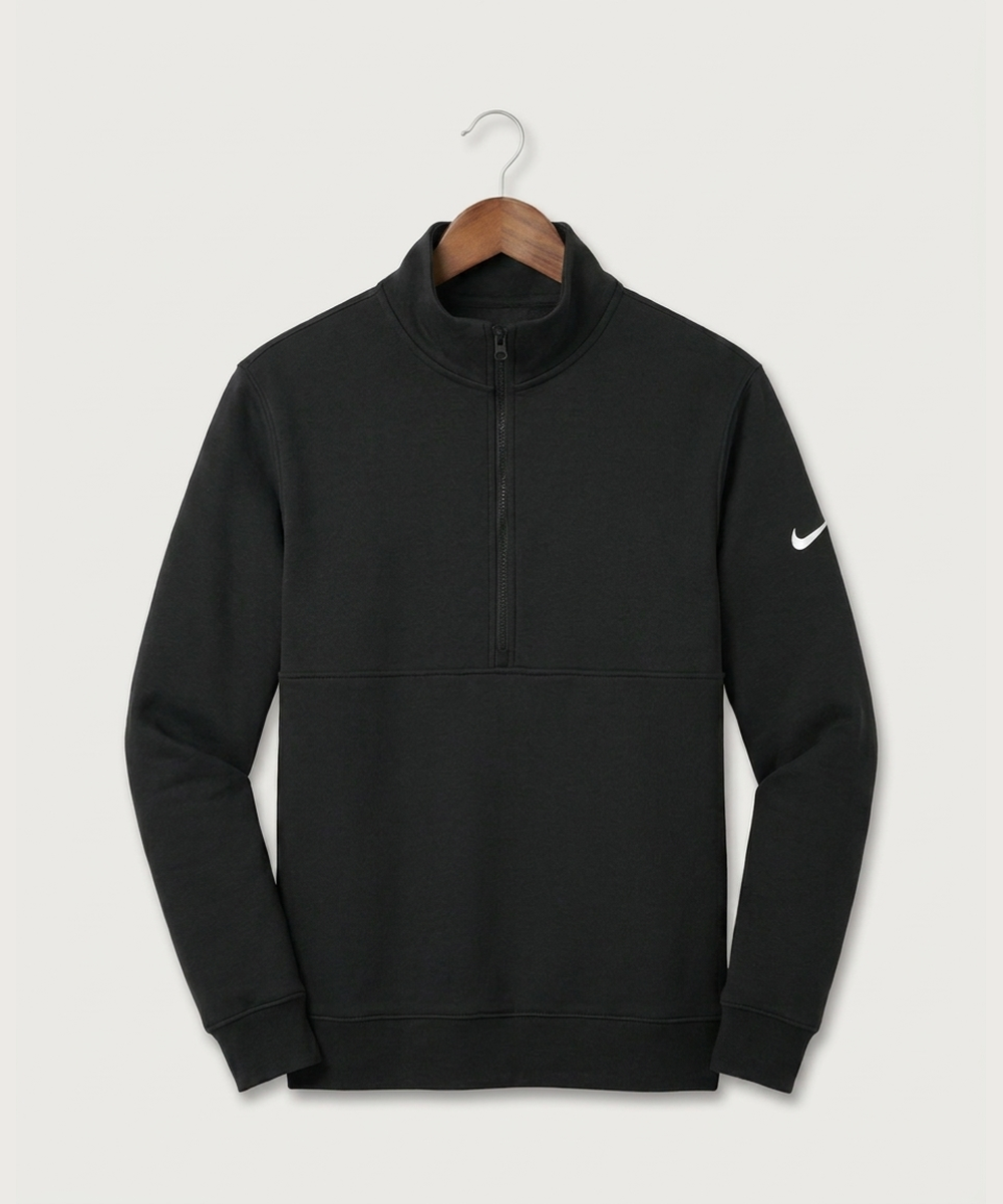 Wisconsin Hanger Test - Black Nike Club Fleece Sleeve Swoosh 1/2-Zip NKDX6718