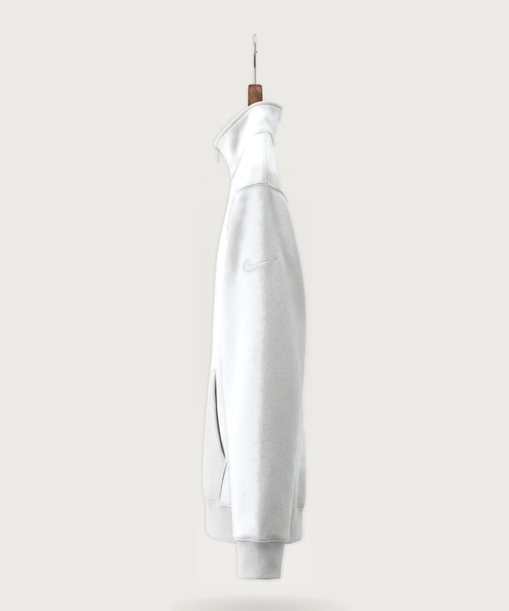 Lancer Archer Club Archery Team Store - White Nike Club Fleece Sleeve Swoosh 1/2-Zip NKDX6718 (left sleeve)