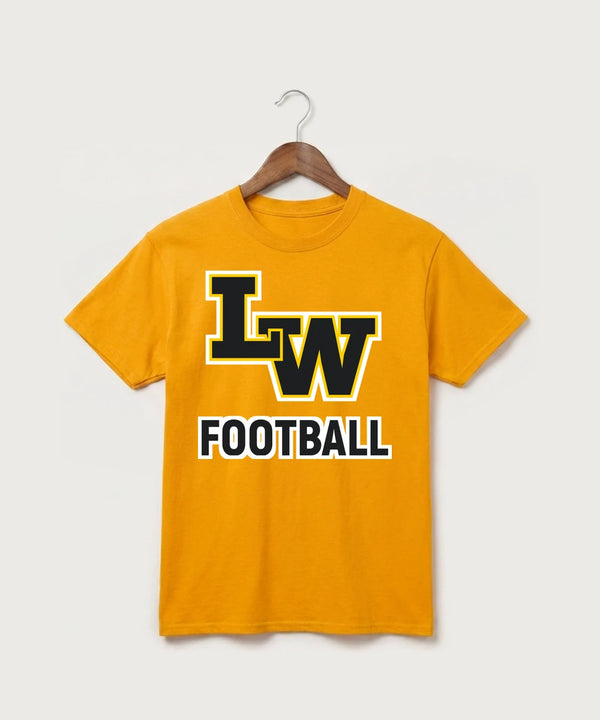 Le-Win Football - Gold Port & Co Core Cotton Tee. PC54