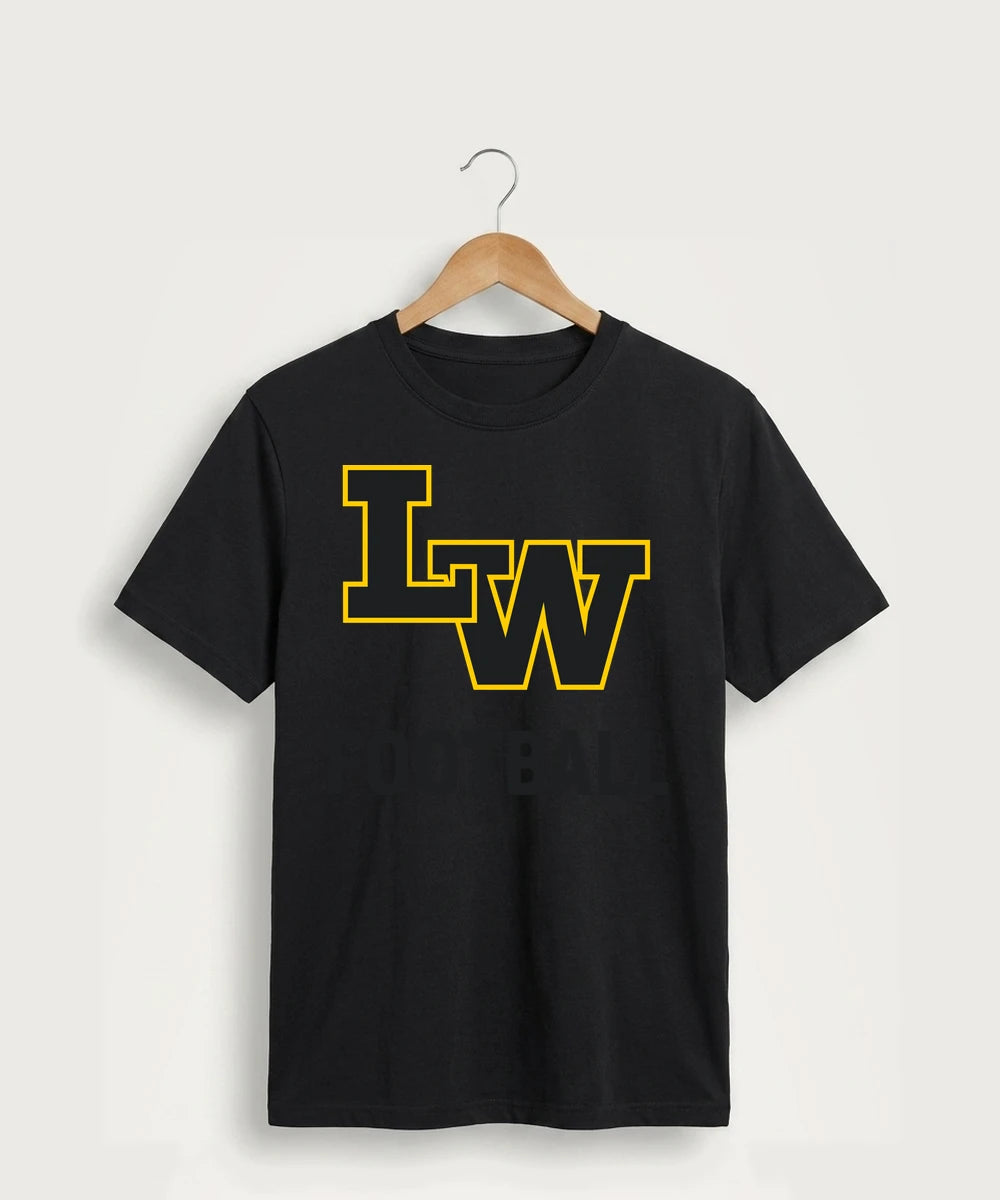 Le-Win Football - Jet Black Port & Co Core Cotton Tee. PC54