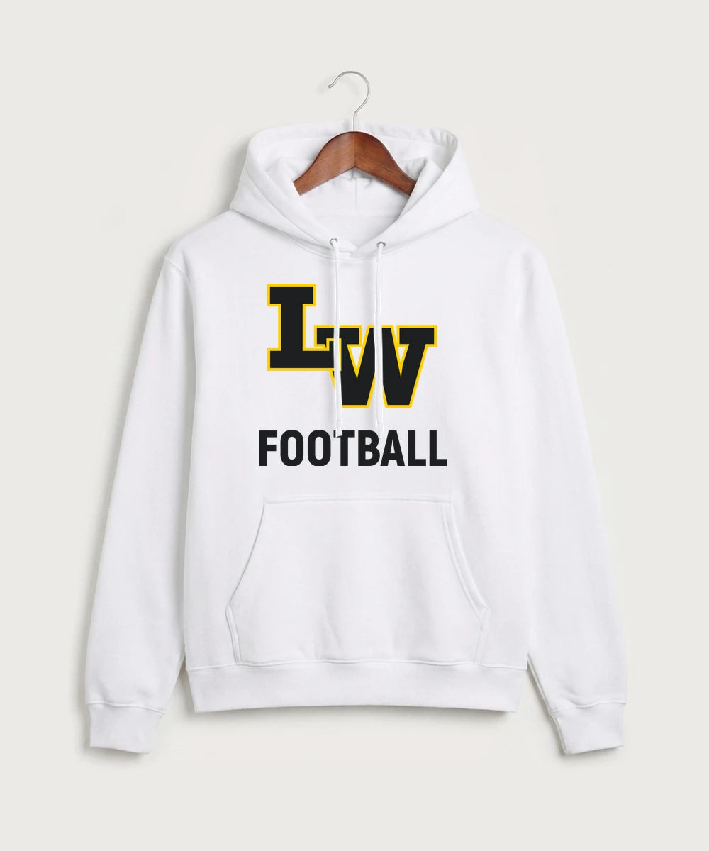 Le-Win Football - White Port & Co Core Fleece Pullover Hooded Sweatshirt. PC78H