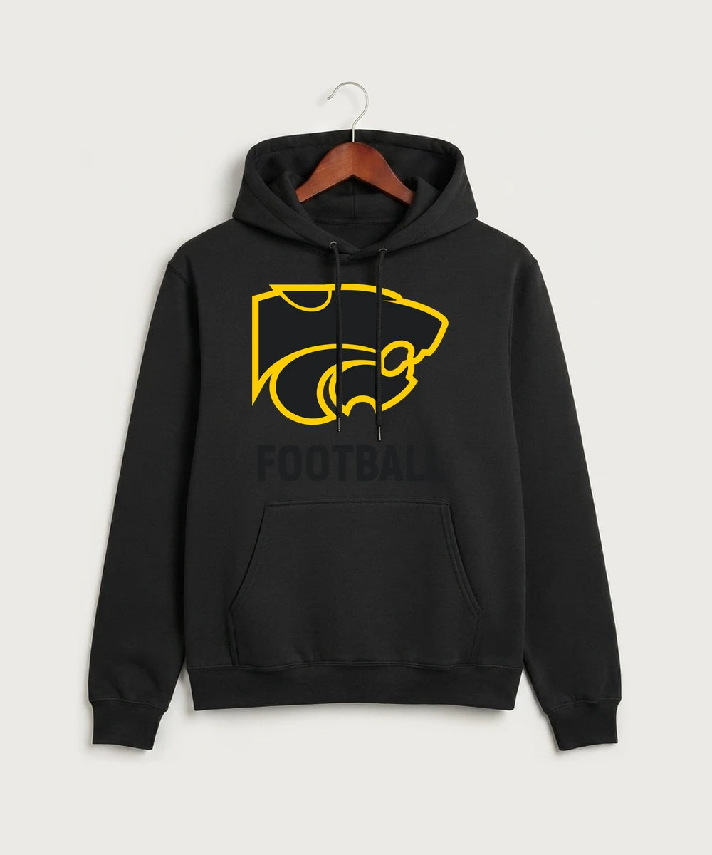 Le-Win Football - Jet Black Port & Co Core Fleece Pullover Hooded Sweatshirt. PC78H