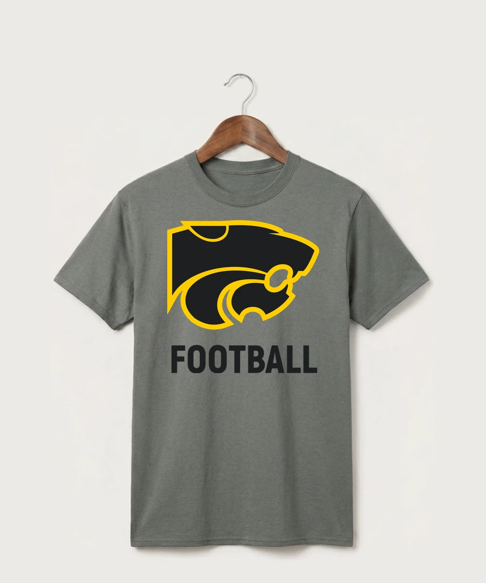 Le-Win Football - Medium Grey Port & Co Core Cotton Tee. PC54