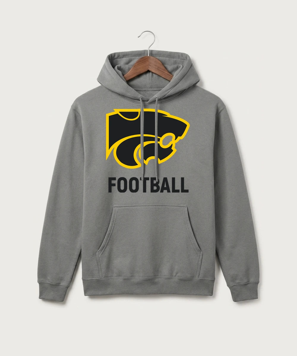 Le-Win Football - Medium Grey Port & Co Core Fleece Pullover Hooded Sweatshirt. PC78H