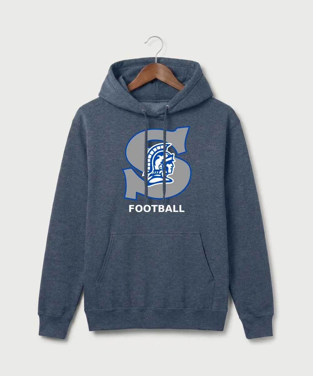 Southwest Football - Heather Navy Port & Co Core Fleece Pullover Hooded Sweatshirt. PC78H