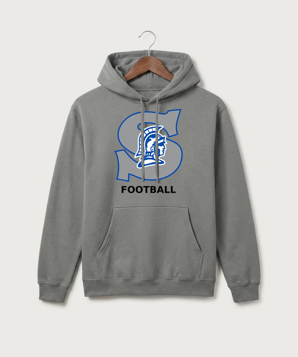 Southwest Football - Medium Grey Port & Co Core Fleece Pullover Hooded Sweatshirt. PC78H