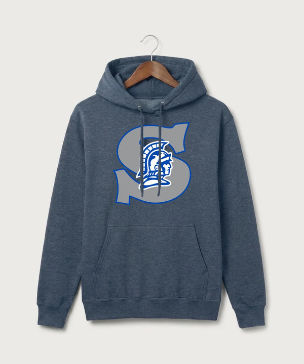 Southwest Football - Heather Navy Port & Co Core Fleece Pullover Hooded Sweatshirt. PC78H