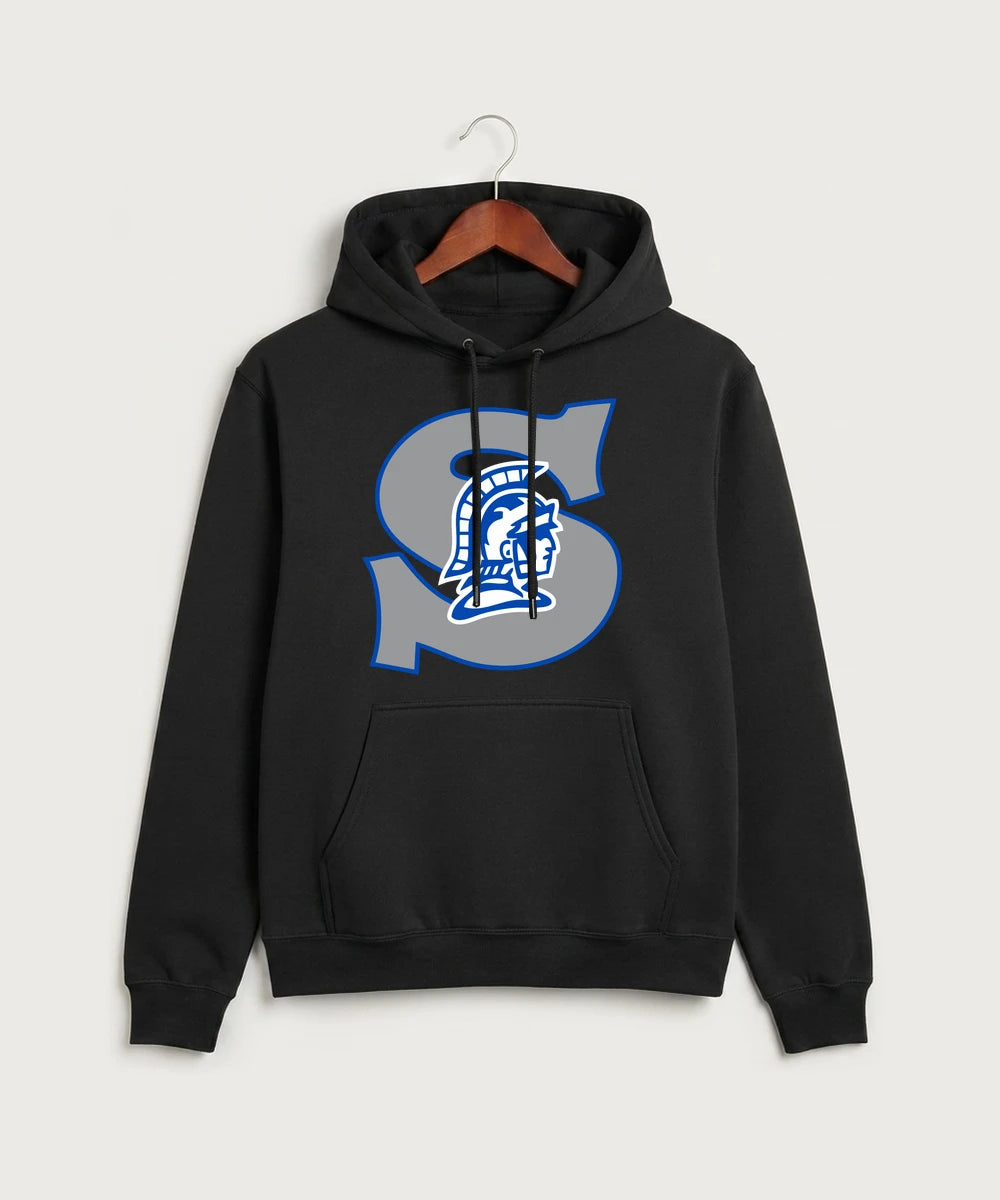 Southwest Football - Jet Black Port & Co Core Fleece Pullover Hooded Sweatshirt. PC78H