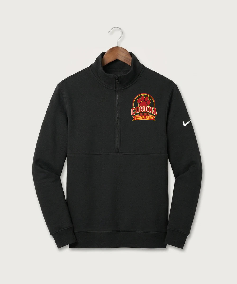 Corona Senior High School Cheer - Black Nike Club Fleece Sleeve Swoosh 1/2-Zip NKDX6718