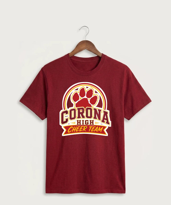 Corona Senior High School Cheer - Cardinal Port & Co Core Cotton Tee. PC54