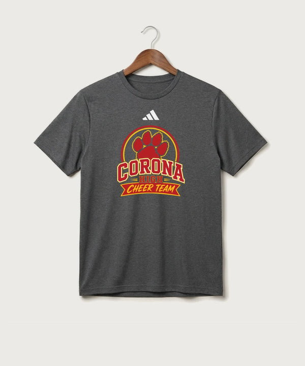 Corona Senior High School Cheer - Dark Grey Heather/ White Men's Pregame T-Shirt