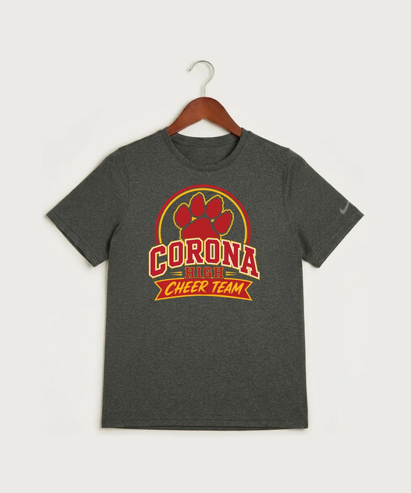 Corona Senior High School Cheer - Dark Smoke Heather Nike Youth Swoosh Sleeve rLegend Tee NKDX8787