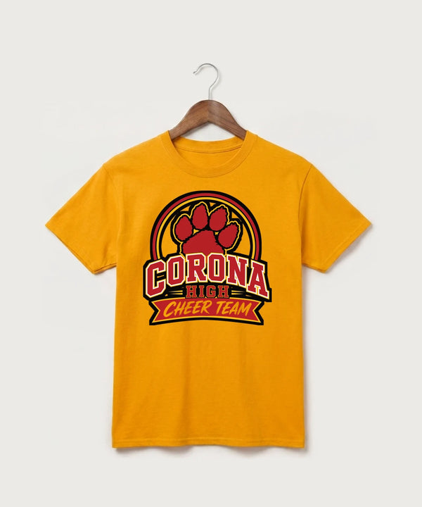 Corona Senior High School Cheer - Gold Port & Co Core Cotton Tee. PC54