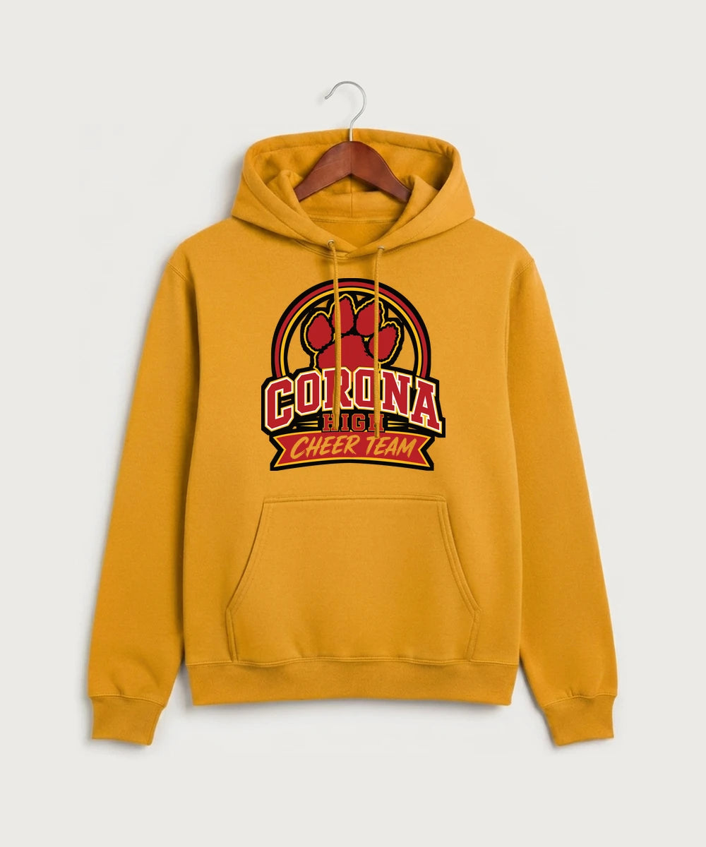 Corona Senior High School Cheer - Gold Port & Co Core Fleece Pullover Hooded Sweatshirt. PC78H