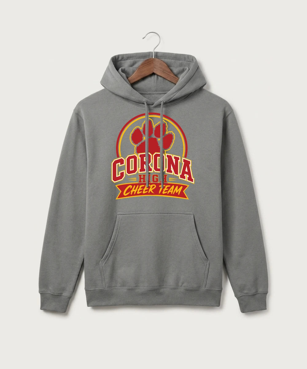 Corona Senior High School Cheer - Medium Grey Port & Co Core Fleece Pullover Hooded Sweatshirt. PC78H