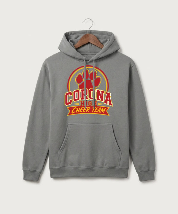 Corona Senior High School Cheer - Medium Grey Port & Co Core Fleece Pullover Hooded Sweatshirt. PC78H