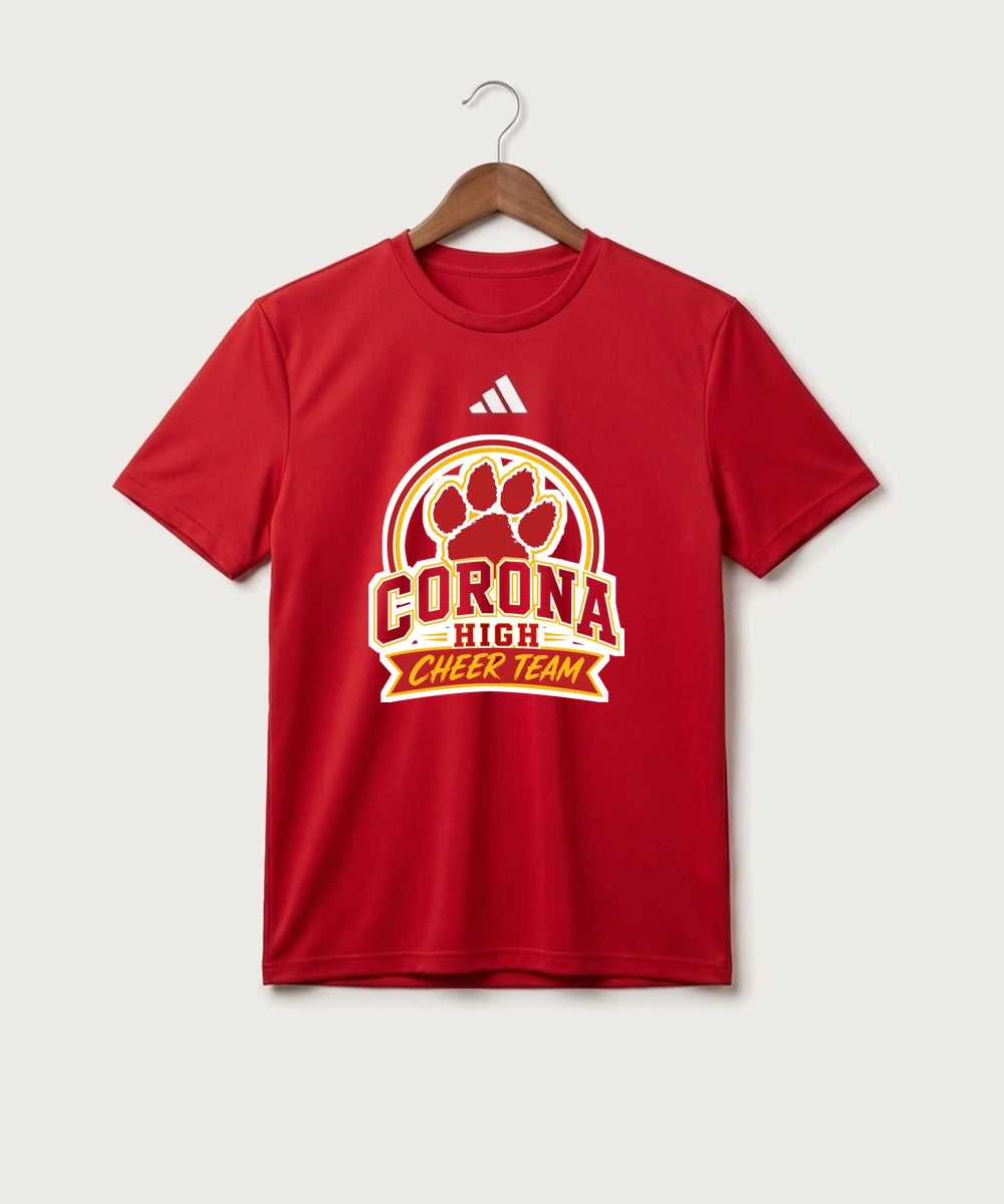 Corona Senior High School Cheer - Team Power Red/ White Men's Pregame T-Shirt