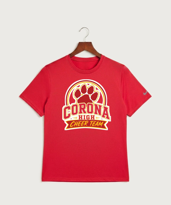 Corona Senior High School Cheer - University Red Nike Swoosh Sleeve rLegend Tee NKDX8730