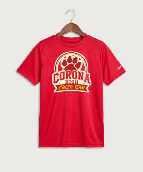 Corona Senior High School Cheer - University Red Nike Youth Swoosh Sleeve rLegend Tee NKDX8787