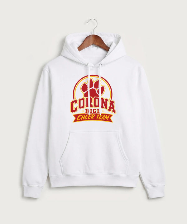 Corona Senior High School Cheer - White Port & Co Core Fleece Pullover Hooded Sweatshirt. PC78H