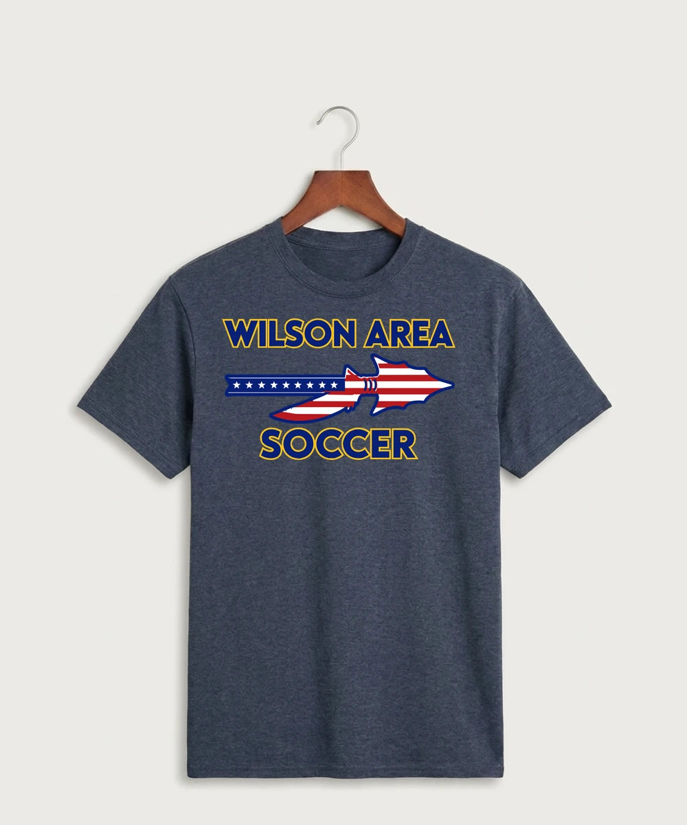 Wilson Area School Soccer Soccer - Heather Navy Port & Co Core Cotton Tee. PC54