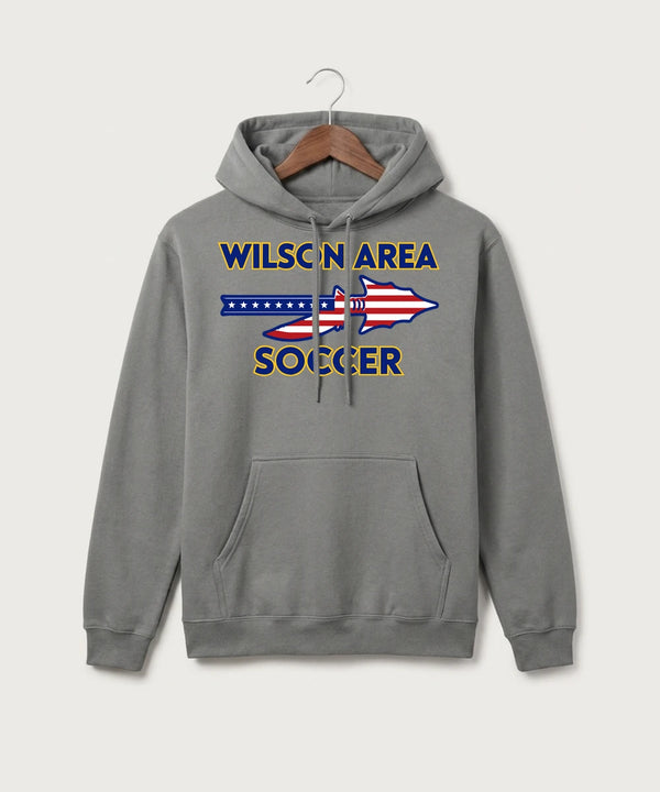 Wilson Area School Soccer Soccer - Medium Grey Port & Co Core Fleece Pullover Hooded Sweatshirt. PC78H