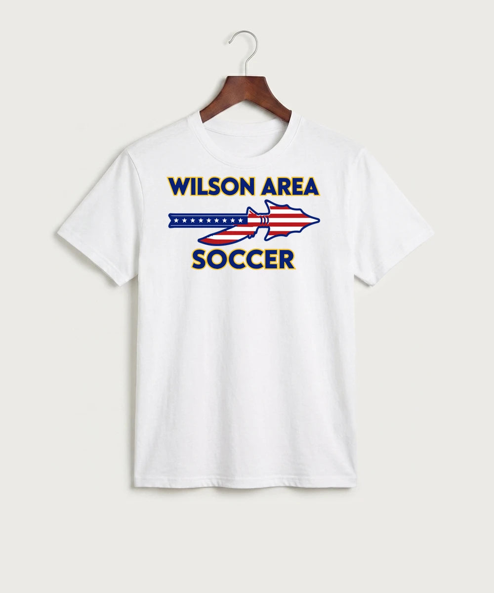 Wilson Area School Soccer Soccer - White Port & Co Core Cotton Tee. PC54