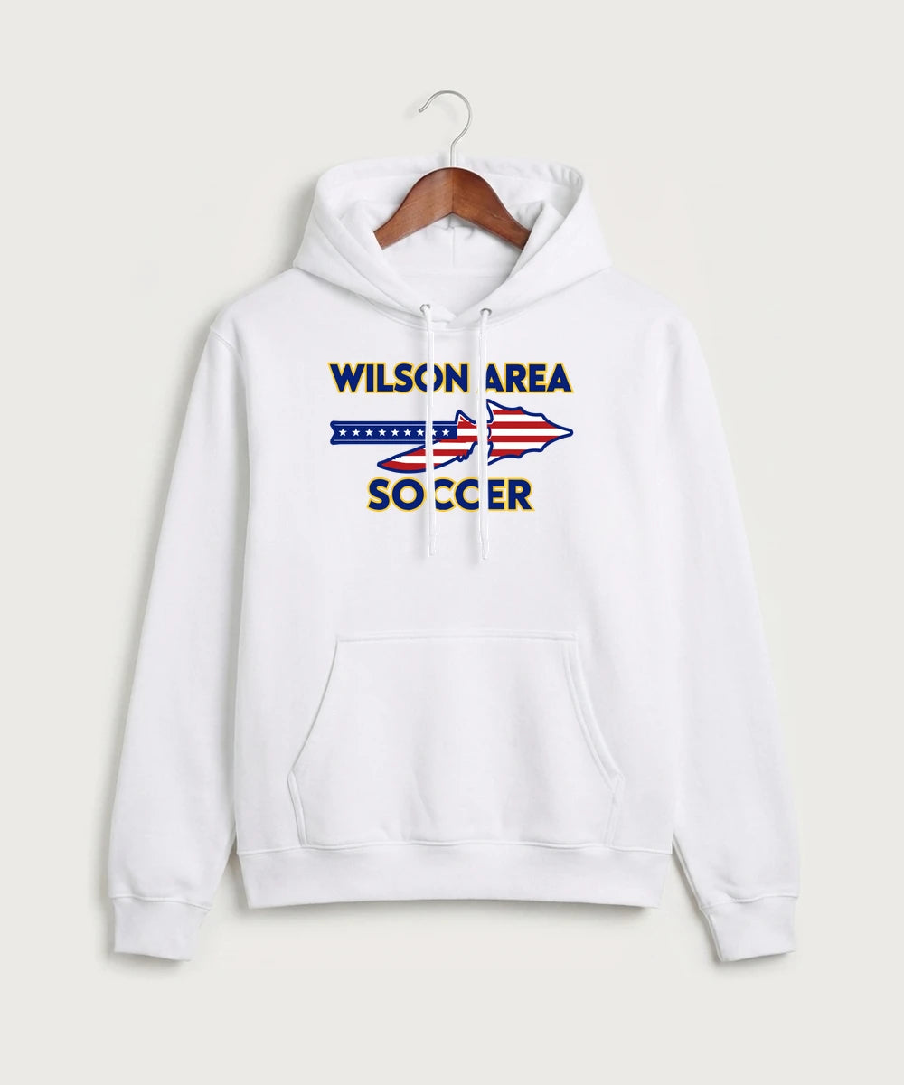 Wilson Area School Soccer Soccer - White Port & Co Core Fleece Pullover Hooded Sweatshirt. PC78H