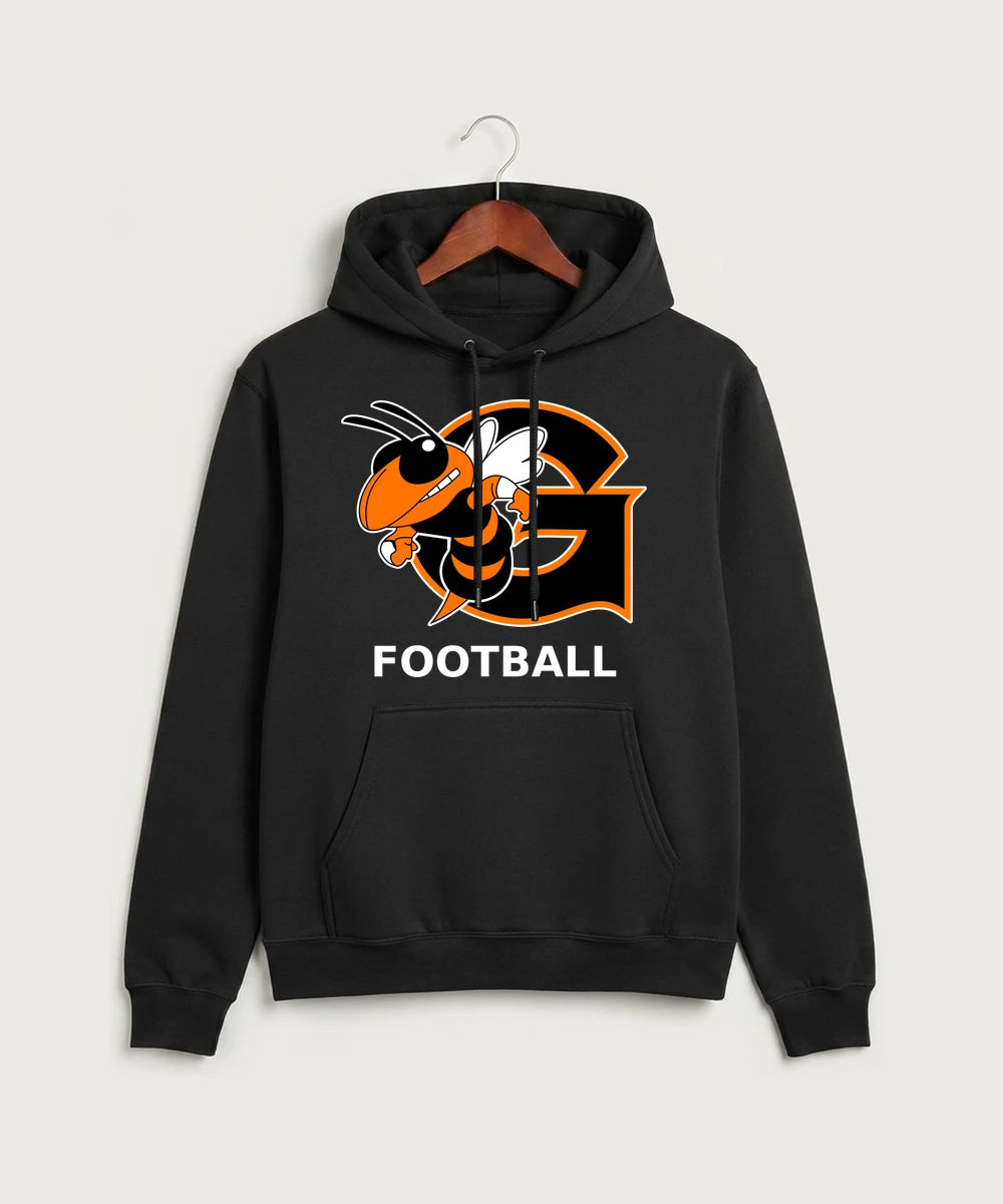 Giltner High School Football - Jet Black Port & Co Core Fleece Pullover Hooded Sweatshirt. PC78H