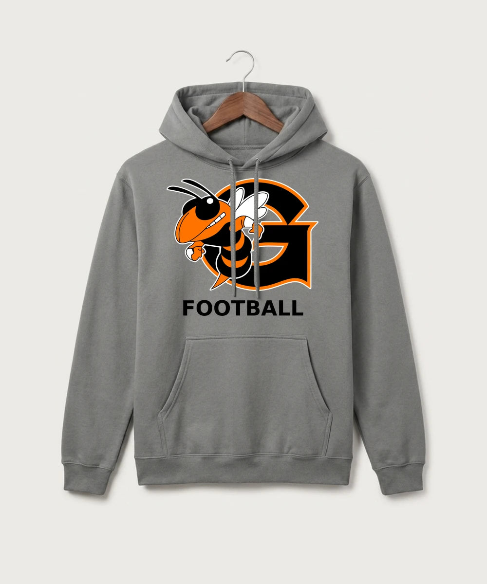 Giltner High School Football - Medium Grey Port & Co Core Fleece Pullover Hooded Sweatshirt. PC78H