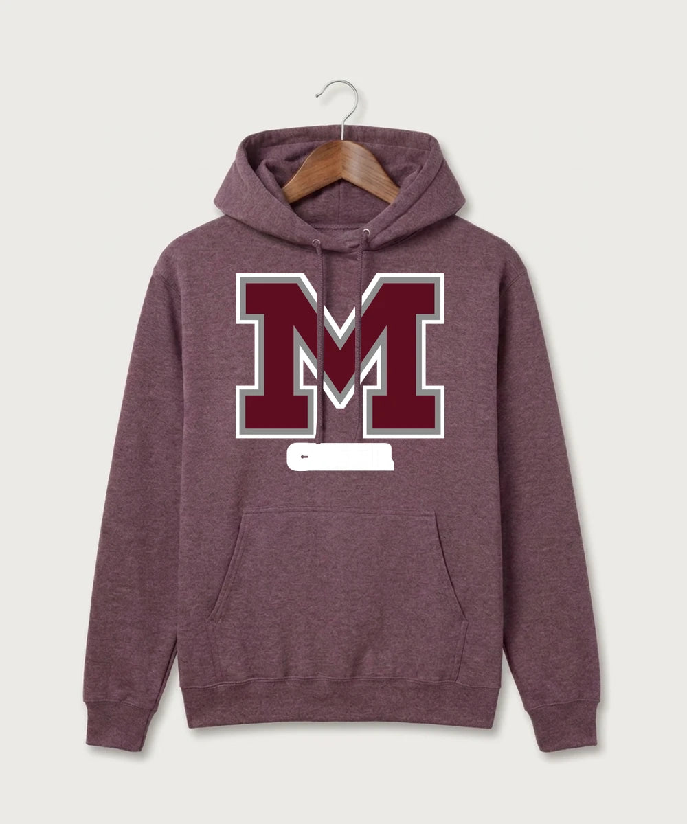 Moline Cheer general - Heather Athletic Maroon Port & Co Core Fleece Pullover Hooded Sweatshirt. PC78H