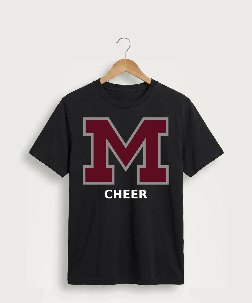 Moline Cheer general - Jet Black Port & Co Core Cotton Tee. PC54