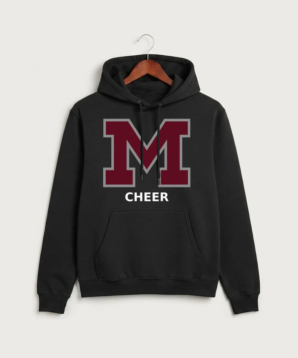 Moline Cheer general - Jet Black Port & Co Core Fleece Pullover Hooded Sweatshirt. PC78H
