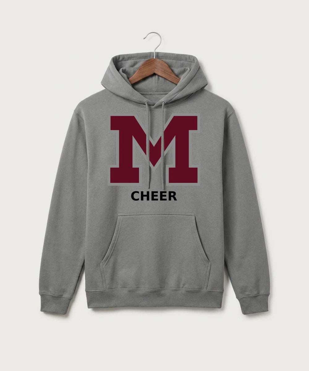 Moline Cheer general - Medium Grey Port & Co Core Fleece Pullover Hooded Sweatshirt. PC78H