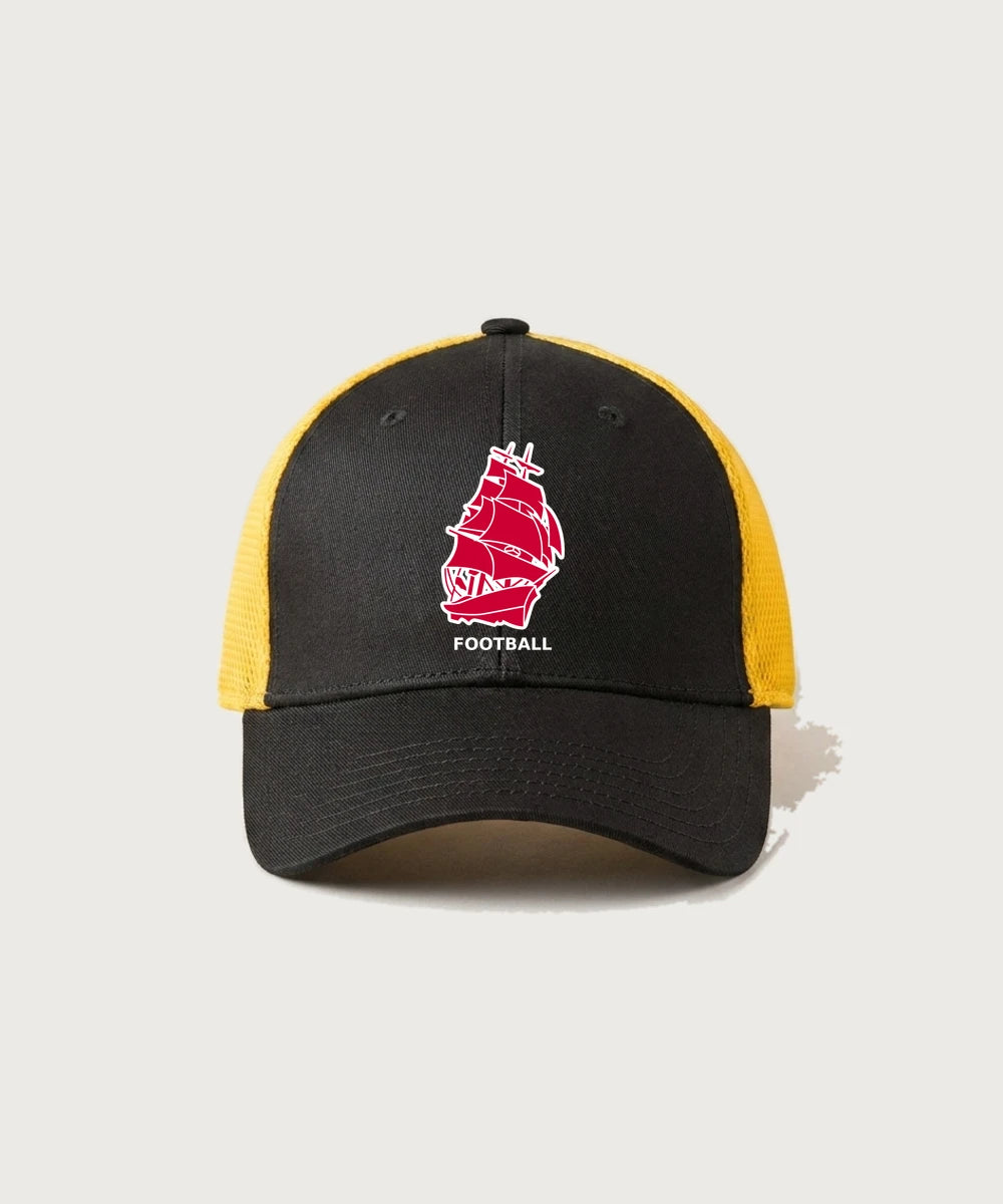 Amboy Football general - Black/ Gold New Era - Stretch Mesh Cap. NE1020