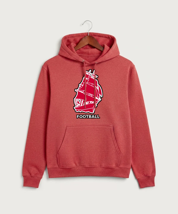 Amboy Football general - Heather Red Port & Co Core Fleece Pullover Hooded Sweatshirt. PC78H