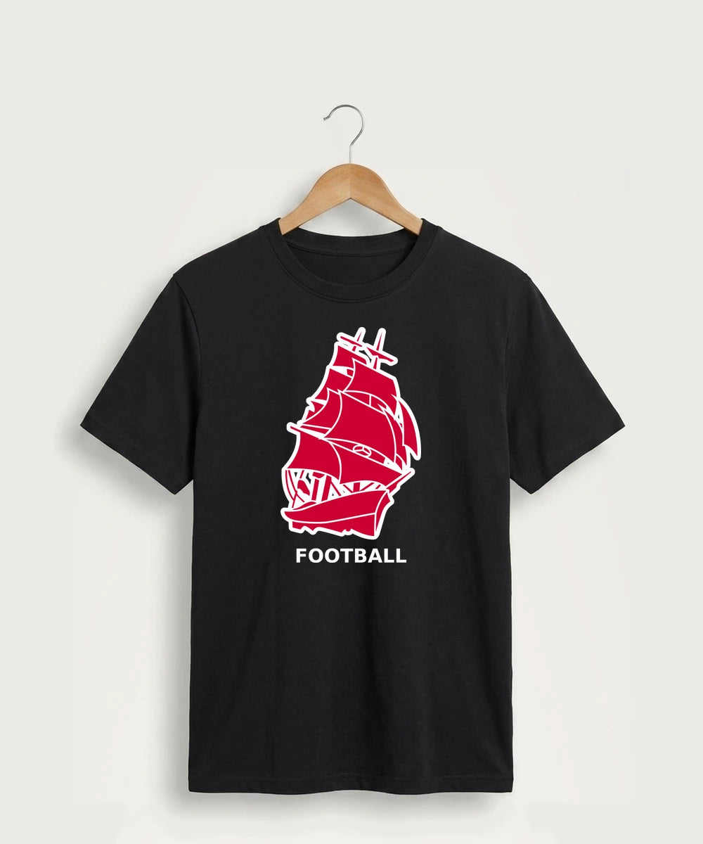 Amboy Football general - Jet Black Port & Co Core Cotton Tee. PC54