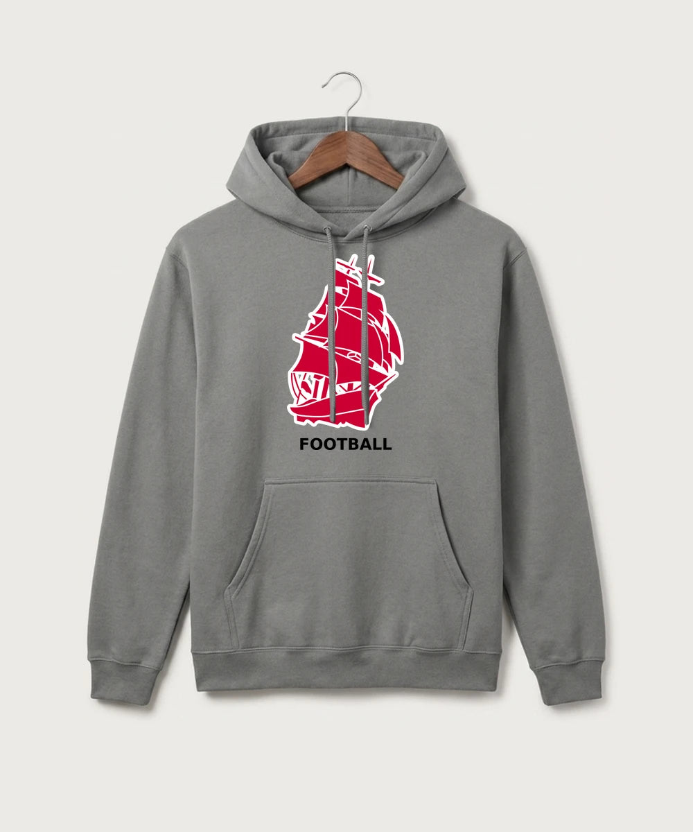 Amboy Football general - Medium Grey Port & Co Core Fleece Pullover Hooded Sweatshirt. PC78H