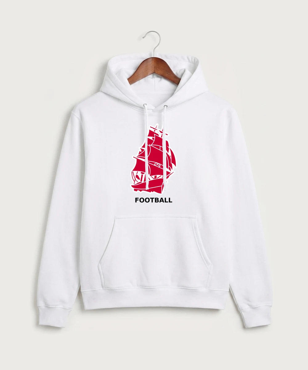 Amboy Football general - White Port & Co Core Fleece Pullover Hooded Sweatshirt. PC78H
