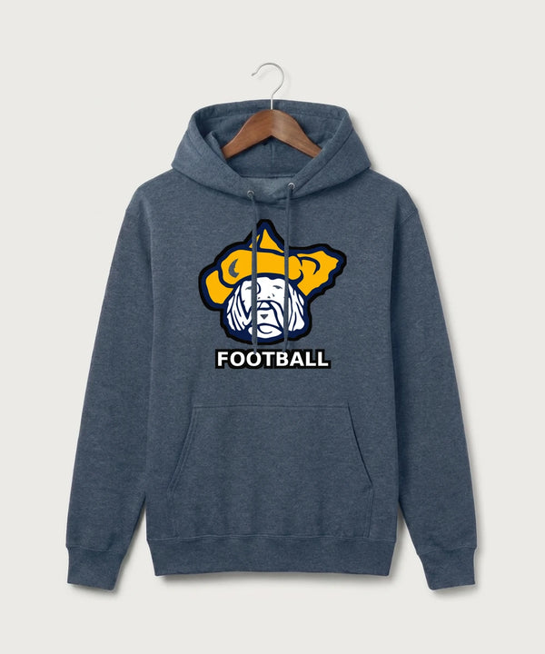 Polo HS Football general - Heather Navy Port & Co Core Fleece Pullover Hooded Sweatshirt. PC78H